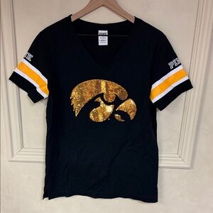Victorias Secret Pink Iowa Hawkeyes Sequins V Neck Tee